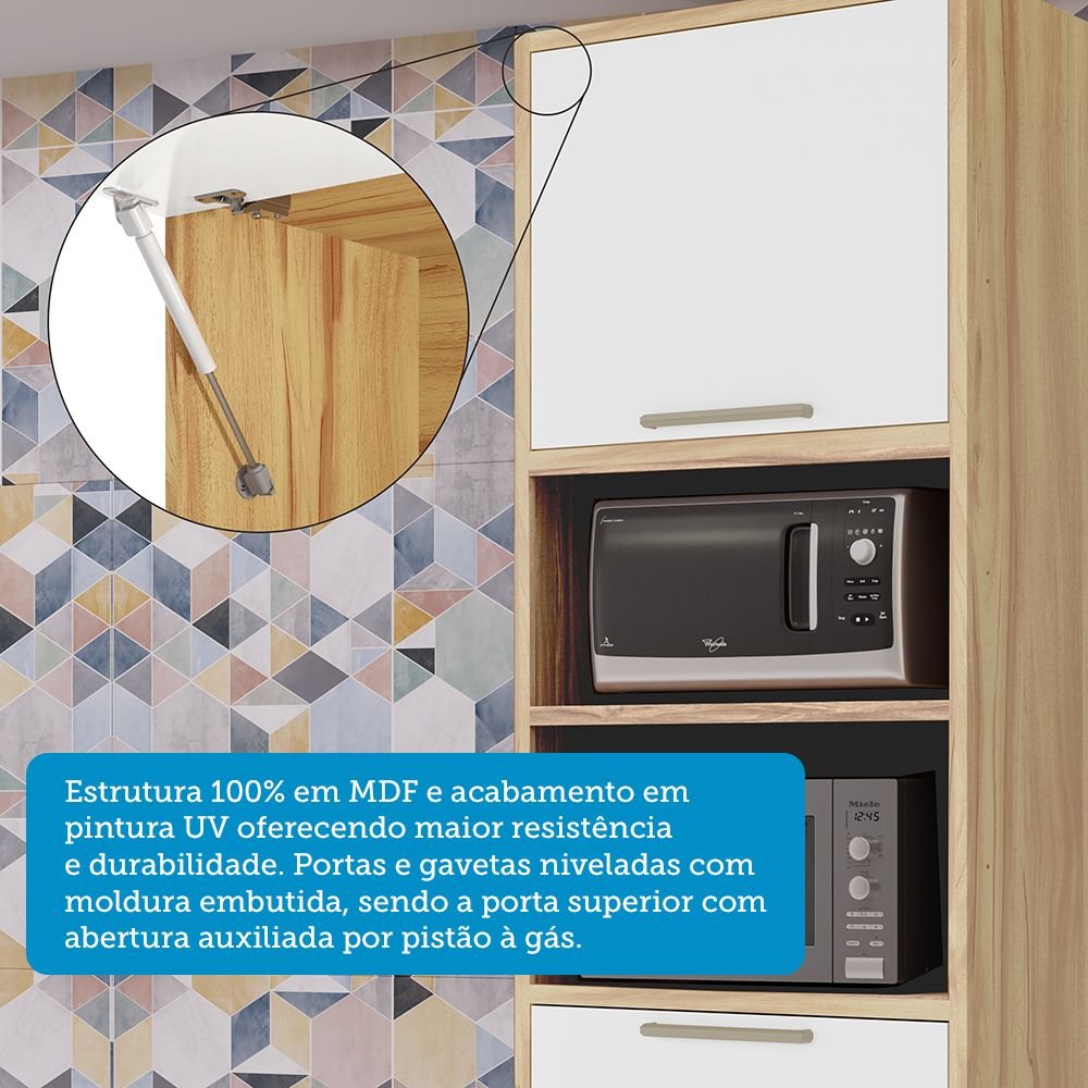 Paneleiro Torre Quente com 2 Portas 2 Gavetas e Espaço Micro-ondas 100% MDF Vicenza Espresso Móveis - 8