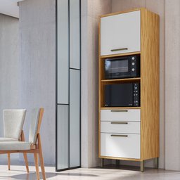 Paneleiro Torre Quente com 2 Portas 2 Gavetas e Espaço Micro-ondas 100% MDF Vicenza Espresso Móveis - 2