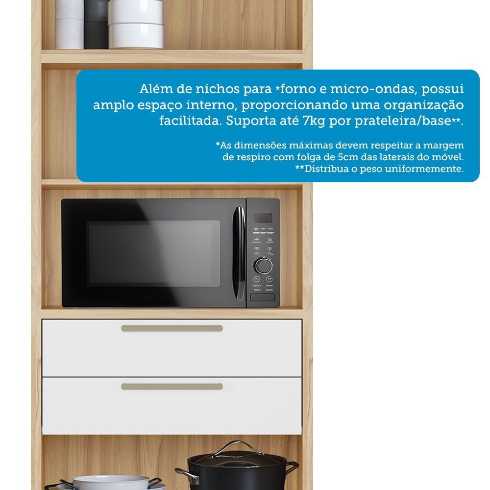 Paneleiro Torre Quente com 2 Portas 2 Gavetas e Espaço Micro-ondas 100% MDF Vicenza Espresso Móveis - 7