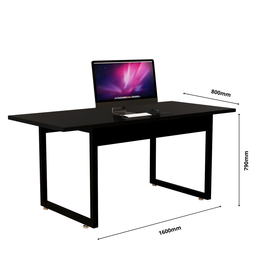 Escrivaninha Industrial para Escritório Quarto Home Office Computador Notebook Tampo sem Vidro: Pret - 3