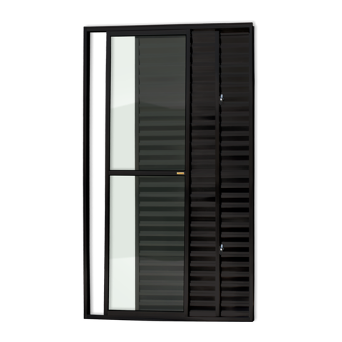 Porta Balcão Alumínio 3F.210 x 120 V.Liso Preto Brimak