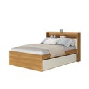 Ver imagem 2 de Cama de Casal 4 Gavetas e Cabeceira Nicho com LED 100% MDF Aurora Yescasa Marrom/Carvalho Hanover/Argila