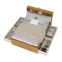 Ver imagem 4 de Cama de Casal 4 Gavetas e Cabeceira Nicho com LED 100% MDF Aurora Yescasa Marrom/Carvalho Hanover/Argila