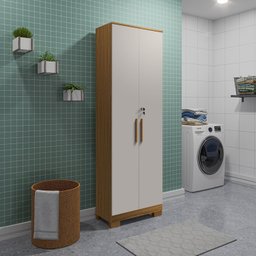 Armário Multiuso 2 Portas com Chave 100% MDF Prisma Espresso Móveis Bege - 1 Armário Multiuso 2 Portas com Chave 100% MDF Prisma Espresso Móveis Bege - 1