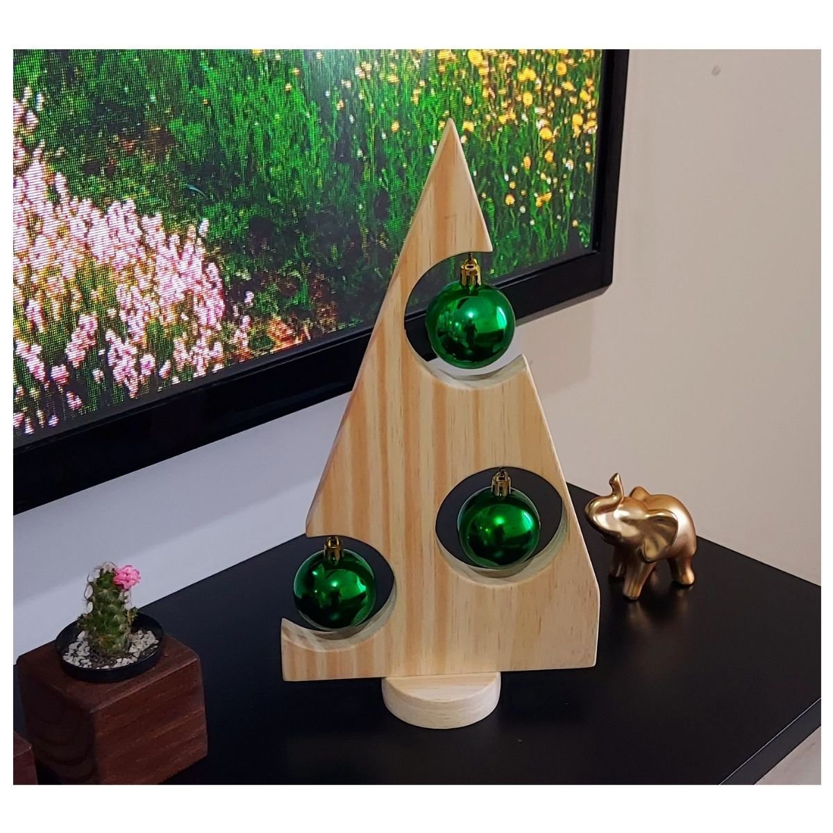 Arvore De Natal Pequena Mini Arvore de Mesa Com Bolinhas: Verde - 1