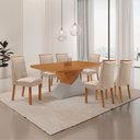 Ver imagem 2 de Mesa de Jantar Aster Yasmin 180 cm Tampo MDF Canto Copo Laminado com 6 Cadeiras Moderna Mobília