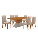 Ver imagem 1 de Mesa de Jantar Aster Yasmin 180 cm Tampo MDF Canto Copo Laminado com 6 Cadeiras Moderna Mobília