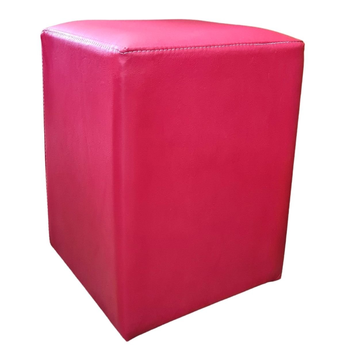 Puff Banqueta Quadrado Cubo em Corino Corano®:vermelho Romã - 1