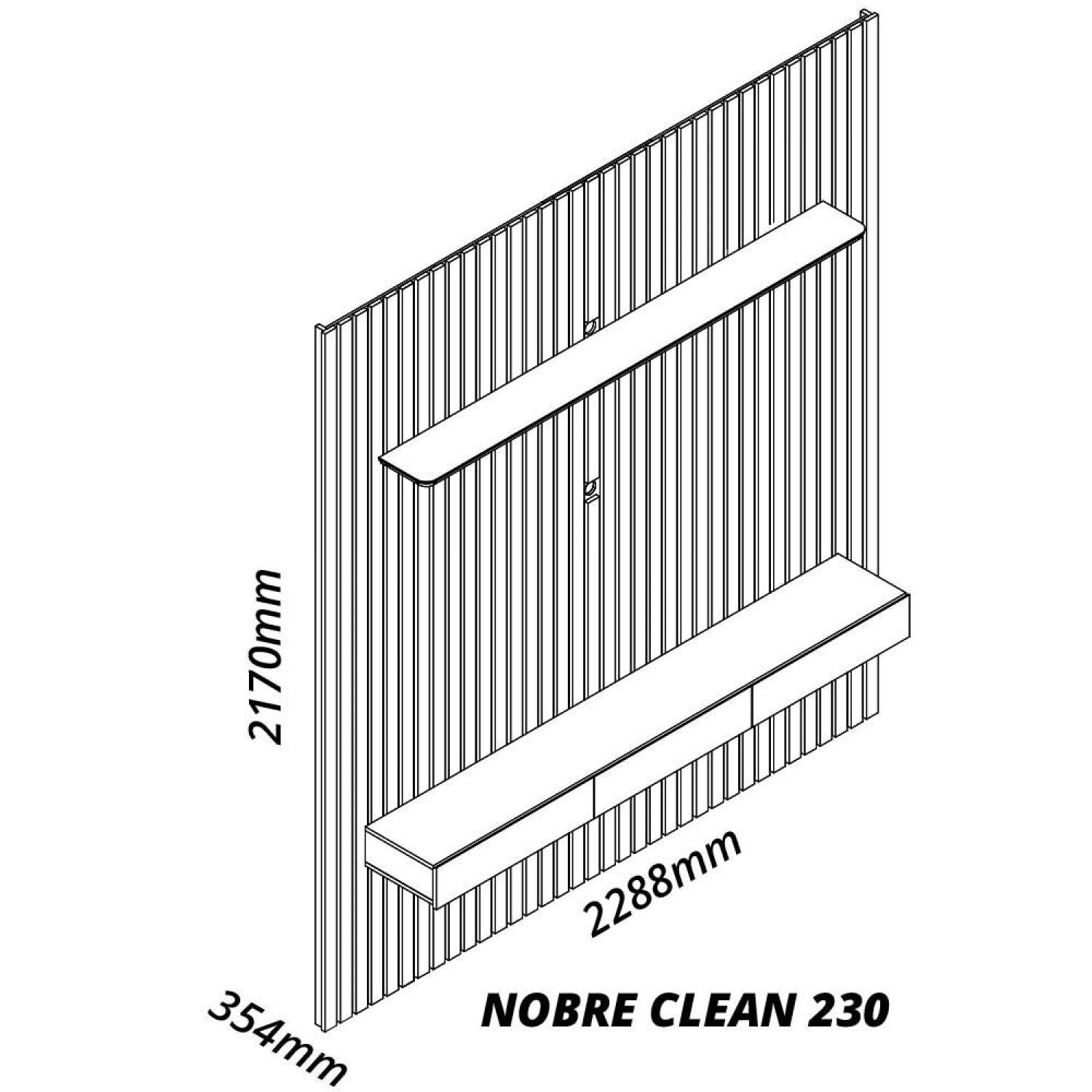 Estante Home Ripada para Tv até 84 Polegadas com Led 3 Gavetas Nobre Clean - 3