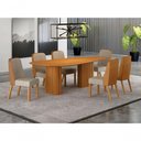 Ver imagem 2 de Conjunto Sala de Jantar Ísis 1,80m 6 Lugares Tampo Orgânico MDF Cinamomo Leifer Móveis