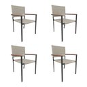 Ver imagem 1 de Kit 4 Cadeiras Piracicaba Corda Náutica Braço com Detalhe em Madeira Base Alumínio Preto/areia