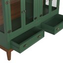 Ver imagem 3 de Mini Cristaleira de Madeira Maciça 4 Portas Verde - Fundo Amêndoa