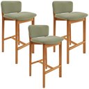 Ver imagem 2 de Kit 03 Banquetas Alta para Cozinha Sala de Jantar Bar Dara L02 Bouclê Oliva - Lyam Decor