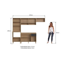 Cozinha Completa Modulada 4 Peças com Torre Quente para 2 Fornos e Vidro Reflecta Veneza Modulada Espresso Móveis - 5