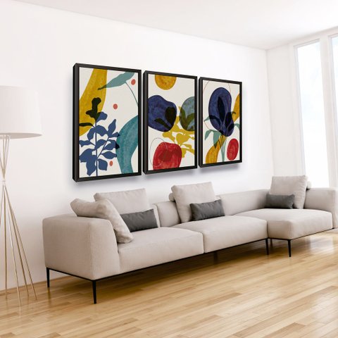 Quadros Decorativos Plantas Formas Coloridas Cozinha Sala