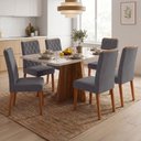 Ver imagem 2 de Conjunto Sala de Jantar Mesa 1,60m com Vidro Anjos 6 Cadeiras Bele