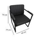 Ver imagem 4 de Poltrona Decorativa Estilo Industrial Recepção Base de Metal Corino Preto