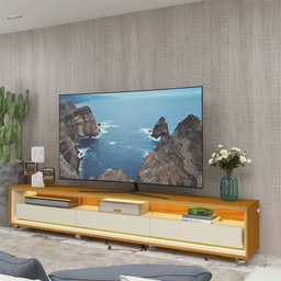 Rack para TV até 85 Polegadas com LED e Rodízios 260cm 100% MDF Requinte - 1
