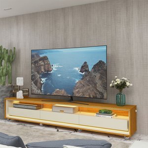 Rack para TV até 85 Polegadas com LED e Rodízios 260cm 100% MDF Requinte