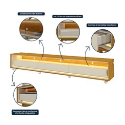 Rack para TV até 85 Polegadas com LED e Rodízios 260cm 100% MDF Requinte - 5