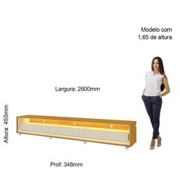 Rack para TV até 85 Polegadas com LED e Rodízios 260cm 100% MDF Requinte - 4