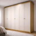 Ver imagem 1 de Guarda-Roupa Americano Casal 6 Portas 100% MDF Pérola Yescasa Bege/Carvalho/Off White