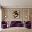 Ver imagem 1 de Conjunto Decorativo 02 Poltronas + Sofá Curvo Orgânico Nature Gaia Veludo Roxo - Montanaris Decor