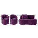 Ver imagem 2 de Conjunto Decorativo 02 Poltronas + Sofá Curvo Orgânico Nature Gaia Veludo Roxo - Montanaris Decor