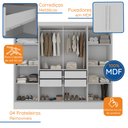 Ver imagem 6 de Guarda-roupa Casal 100% MDF com Espelho 8 Portas 4 Gavetas Jatobá Yescasa 