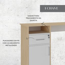 Escrivaninha Compacta Para Home Office Com 1 Porta 1 Gaveta Com Chave E 1 Nicho Hall - 9