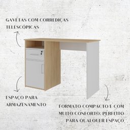 Escrivaninha Compacta Para Home Office Com 1 Porta 1 Gaveta Com Chave E 1 Nicho Hall - 10