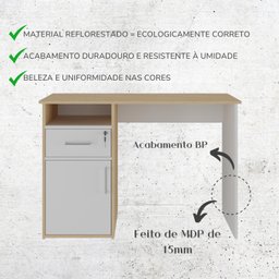 Escrivaninha Compacta Para Home Office Com 1 Porta 1 Gaveta Com Chave E 1 Nicho Hall - 11