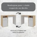 Ver imagem 5 de Escrivaninha Mesa Escritório Compacta para Home Office com com Chave e Hall 1 Gaveta 1 Porta 1 Nicho 110cm Carvalho e Branco Artany
