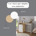 Ver imagem 6 de Escrivaninha Mesa Escritório Compacta para Home Office com com Chave e Hall 1 Gaveta 1 Porta 1 Nicho 110cm Carvalho e Branco Artany