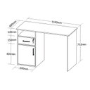 Ver imagem 4 de Escrivaninha Mesa Escritório Compacta para Home Office com com Chave e Hall 1 Gaveta 1 Porta 1 Nicho 110cm Carvalho e Branco Artany
