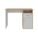 Ver imagem 3 de Escrivaninha Mesa Escritório Compacta para Home Office com com Chave e Hall 1 Gaveta 1 Porta 1 Nicho 110cm Carvalho e Branco Artany