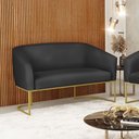 Ver imagem 4 de Sofá Namoradeira 2 Lugares Base Industrial Dourado Stella Corino D03 - D'Rossi Cor Preto
