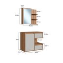 Ver imagem 3 de Gabinete de Banheiro 80cm Paula com Espelheira 01 Porta sem Cuba Marrom/Mel/Arenas