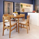Ver imagem 2 de Mesa de Jantar Madeira Maciça Redonda 4 Lugares Olmo Marrom/Mel