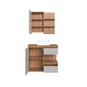 Ver imagem 5 de Gabinete de Banheiro 80cm Paula com Espelheira 01 Porta e Cuba Branca Marrom/Mel/Arenas