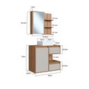 Ver imagem 3 de Gabinete de Banheiro 80cm Paula com Espelheira 01 Porta e Cuba Branca Marrom/Mel/Arenas