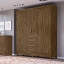 Ver imagem 2 de Guarda Roupa 6 Portas New Avaí Castanho Wood 896331 Moval