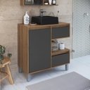 Ver imagem 5 de Gabinete de Banheiro 80cm Paula com Espelheira 01 Porta e Cuba Preta