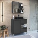 Ver imagem 1 de Gabinete de Banheiro 80cm Paula com Espelheira 01 Porta e Cuba Preta