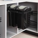 Ver imagem 3 de Lixeira Dupla Deslizante 15l Flat Cozinha Aço Pintado Preto