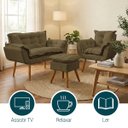 Ver imagem 5 de Kit Namoradeira Poltrona e Puff Decorativo para Sala Recepção Manicure Consultório Alice Suede