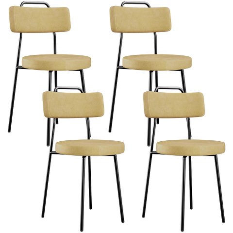 Kit 04 Cadeiras Decorativas Estofada Sala de Jantar Barcelona L02 Couríssimo Casco Fendi - Lyam Deco