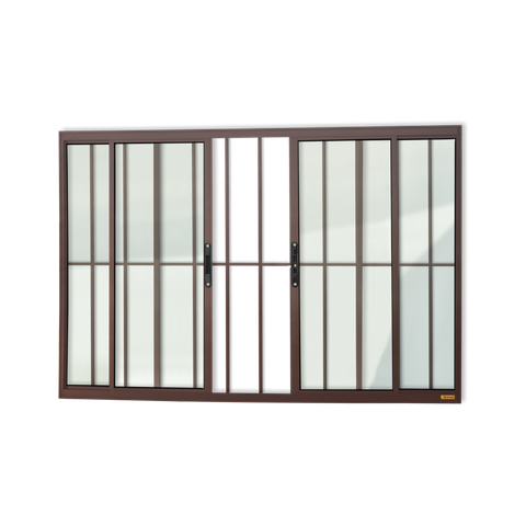 Janela Alumínio Confort 4F.c/Grade 100 x 200 V.Liso Marrom Corten Brimak