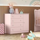 Ver imagem 1 de Cômoda Infantil 1 Porta 4 Gavetas Doce Sonho Rosa/Acetinado