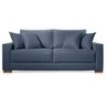 Sofá 3 Lugares Fixo Living Marrocos Suede Azul 2,4m Mk - 2
